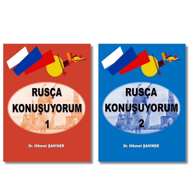 Rusça Konuşuyorum 2 kitaplık setin kapak görseli. Günlük hayata yönelik diyaloglar içeren Rusça konuşma pratiği seti.