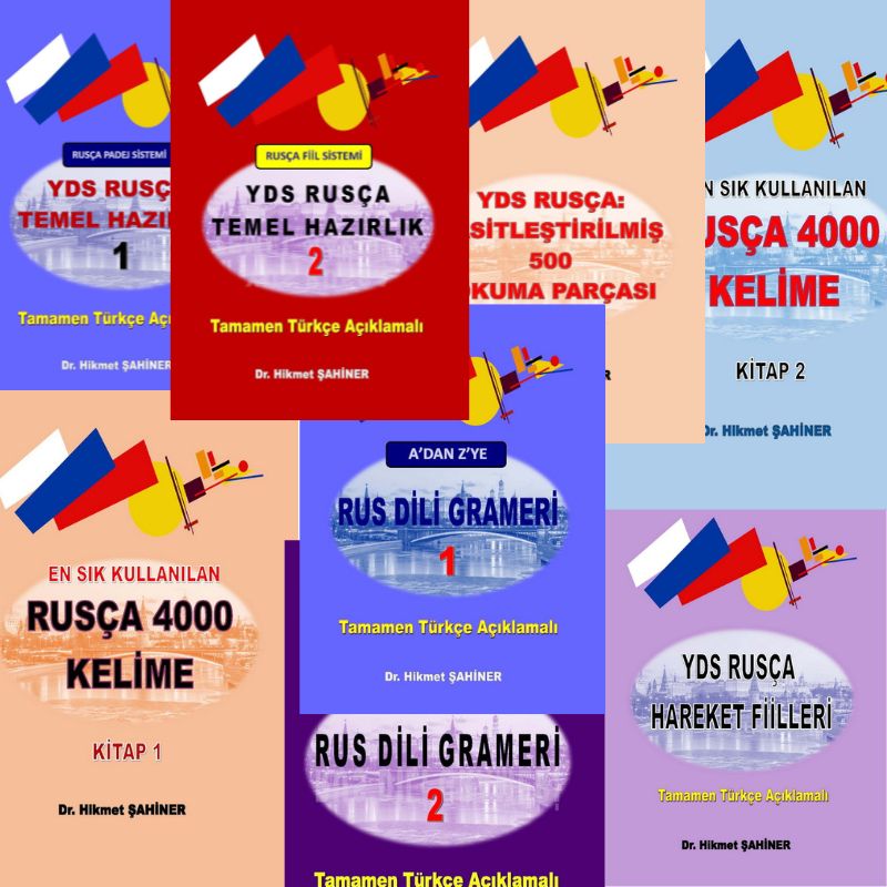 YDS Rusça Hareket Fiilleri kitabının kapak görseli. Tamamen Türkçe anlatımlı